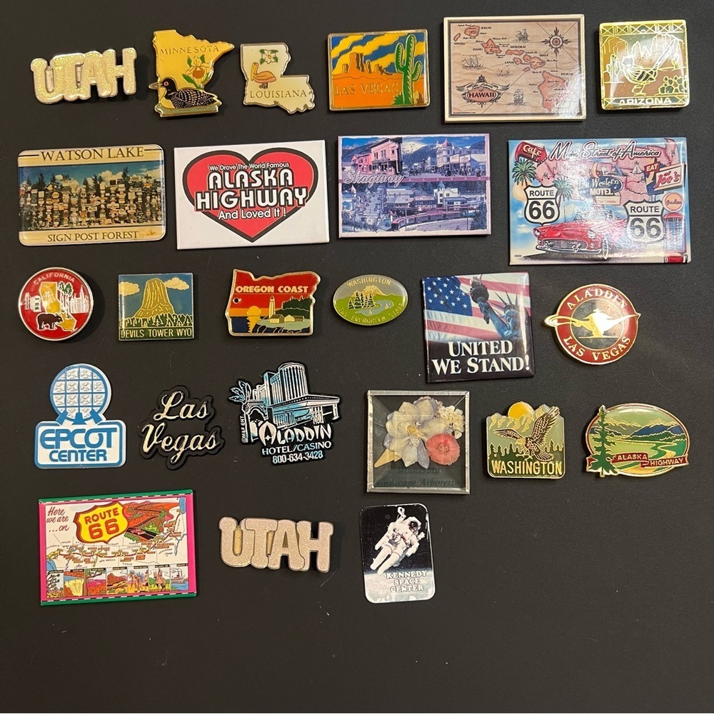 Vintage 70s Rubber American Travel Magnets | Metal, Rubber, Plastic | Lot of 25
